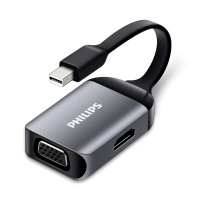 飞利浦Mini DP转HDMI/VGA转换器高清视频转接头苹果雷电接口笔记本投影仪连接器SWR3121D灰色