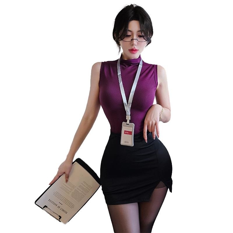 长夜漫漫情趣内衣纯欲秘书包臀裙夜店秘书qqny制服诱惑套装女1964高清大图