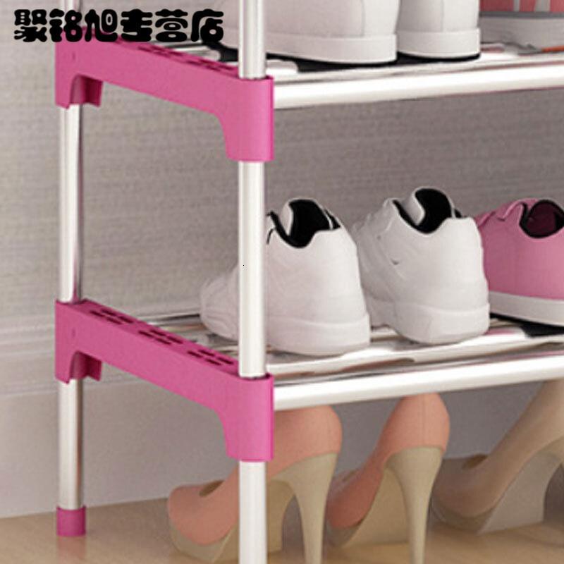 不锈钢多层简易鞋架经济型家用家里容量多功能简约五层黑色每层四根钢管