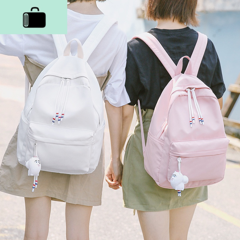 港风双肩包女2019新款韩版休闲背包森系简约高中生书包百搭小清新NEW LAKE