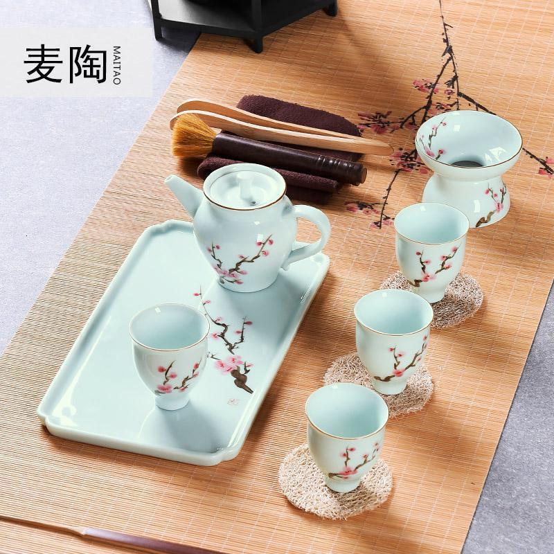 美帮汇手绘梅花整套茶具茶壶 陶瓷功夫套装单壶 手绘茶具过滤茶壶高清大图