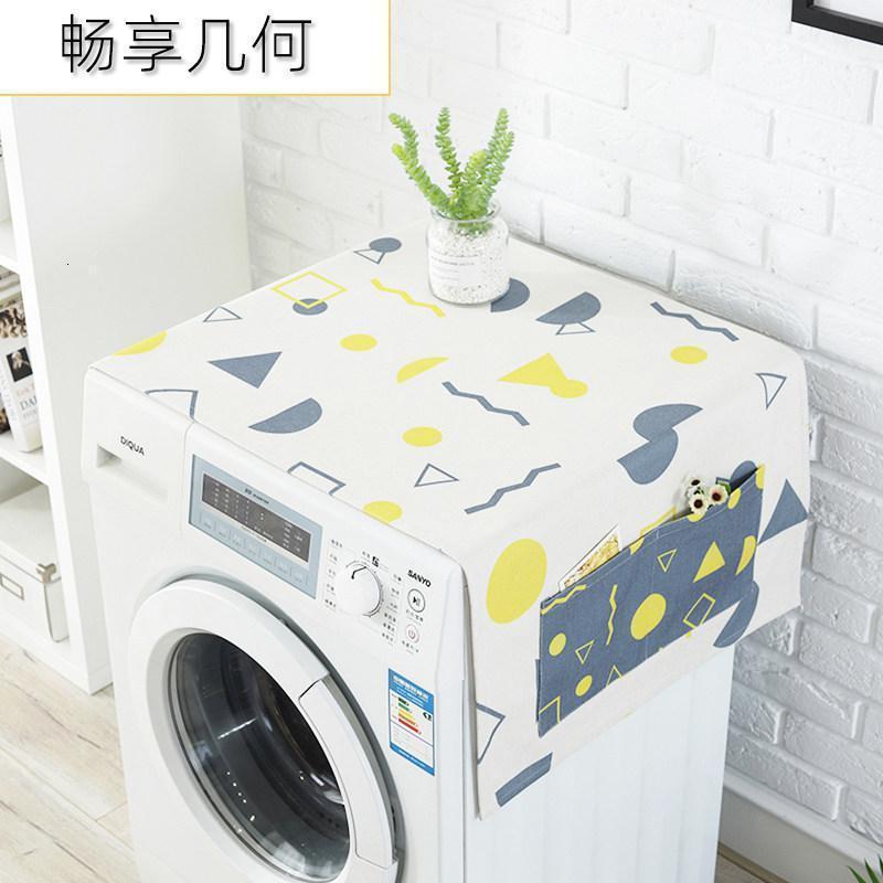 BONJEAN全自动滚筒式 洗衣机罩 防水防晒防尘罩套罩北欧盖布通用上开盖巾 畅享几何 微波炉、烤箱盖巾（100*35cm）升级防水