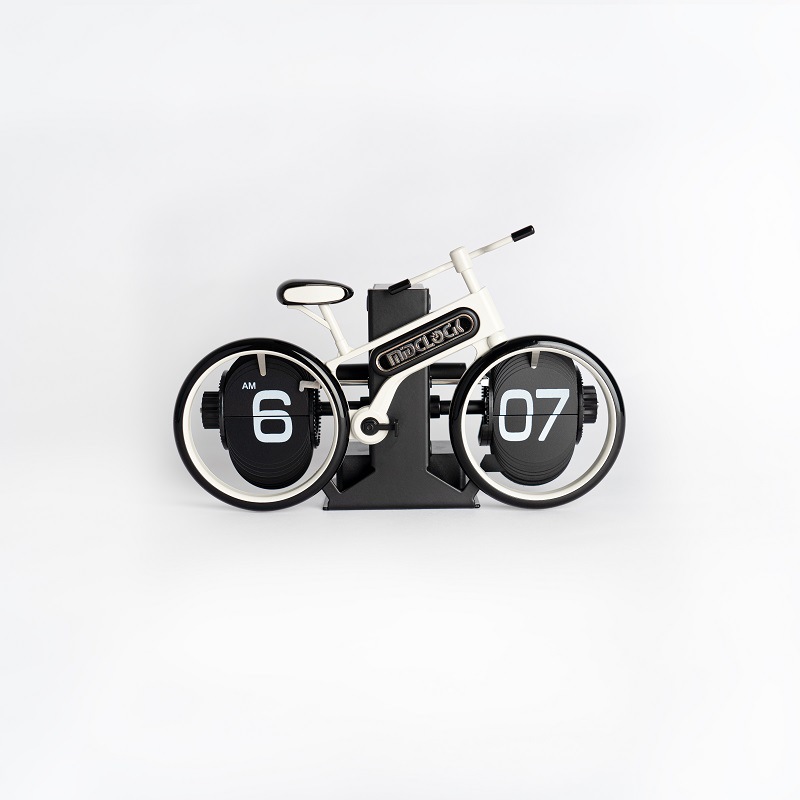 欧式自动翻页钟复古简约家居客厅座钟小天平机械自动翻页时钟 新款2代自行车白