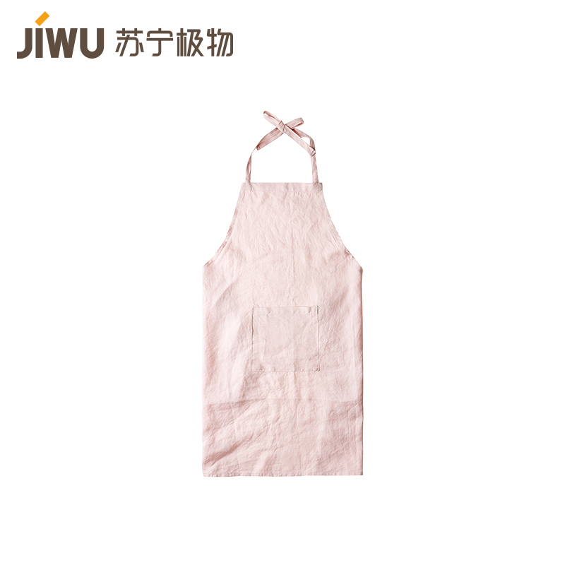 苏宁极物 麻韵家居 围裙 粉色纯麻材质围裙手套不带餐垫餐布家用野餐多用
