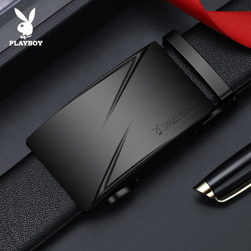 花花公子皮带男款真皮2025新款自动扣商务牛皮裤带年轻人休闲腰自高清大图