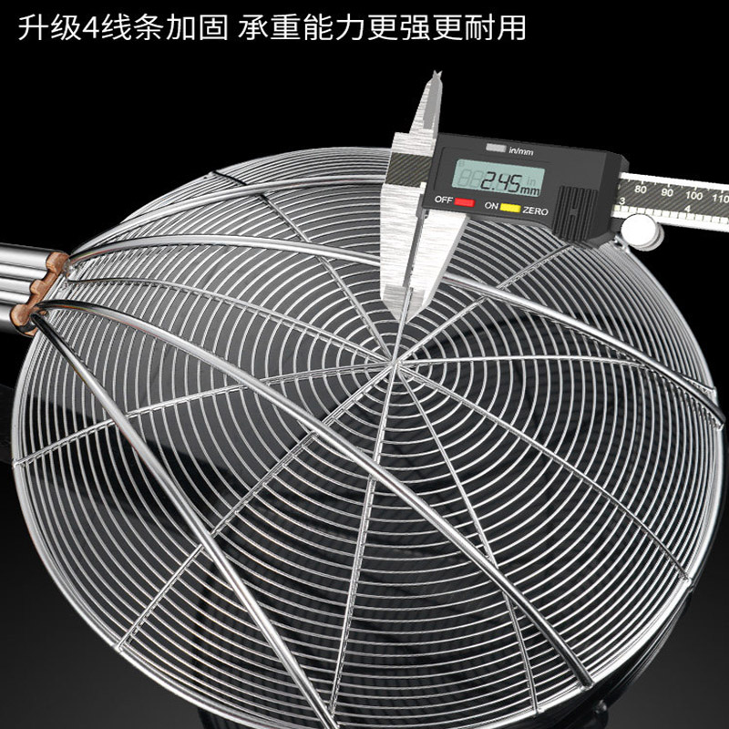 316不锈钢大漏勺商用厨房过滤网油炸密漏网捞面捞勺捞篱笊篱-新[316钢]22CM粗网漏勺木柄高清大图