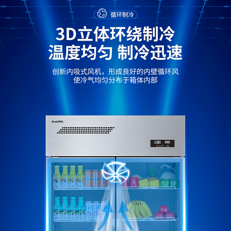澳柯玛(AUCMA)VC-910HT三门展示柜冷藏保险柜商用点菜柜饮料柜两门开门立式高清大图