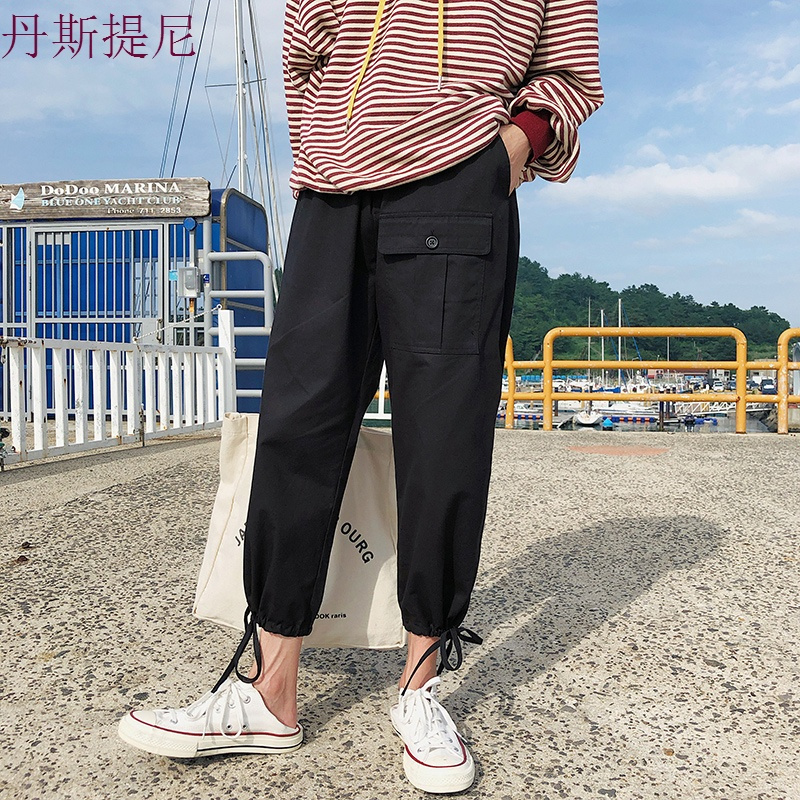 工装裤男裤子休闲裤夏季薄款韩版潮流九分裤宽松小脚裤新款运动裤