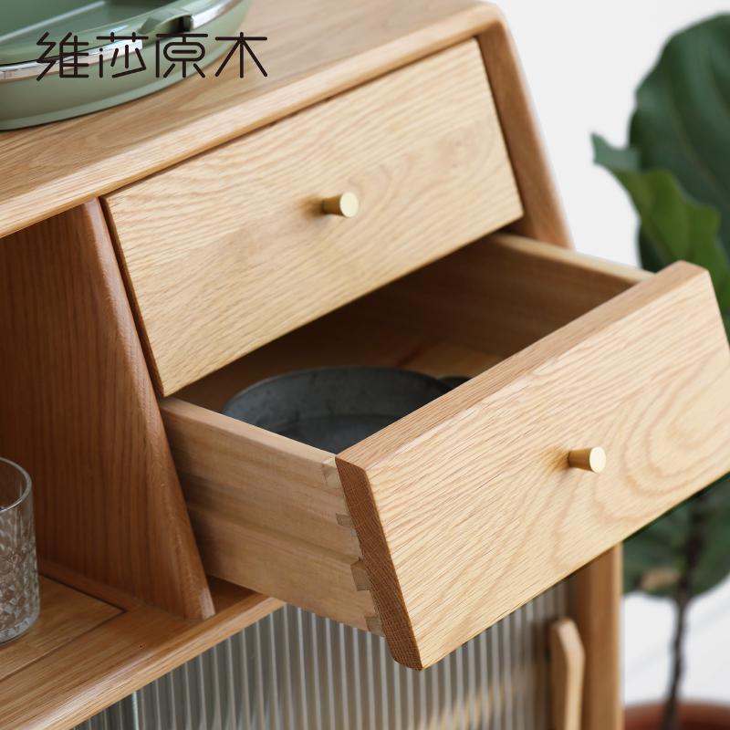 北欧实木餐边柜现代简约储物柜多功能茶水柜碗柜家用厨房柜子_840高清大图