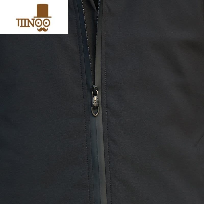 YANXU风衣男中长款加棉 2023保暖外套 时尚休闲纯色大码连帽大衣男图片