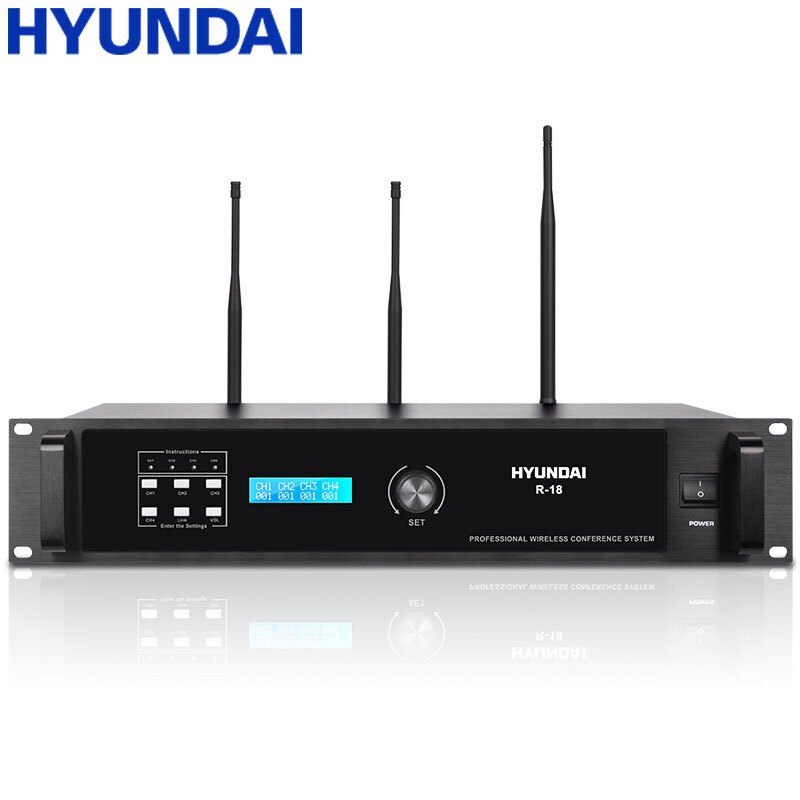 现代(HYUNDAI)手拉手会议室话筒视频一拖十二十大型会议话筒系统有线无线麦克风鹅颈话筒 R-18 主机1麦11代表麦