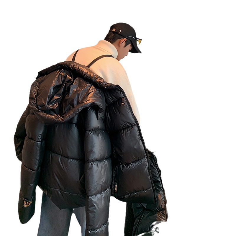 羽绒棉服棉衣冬季男女同款连帽黑色烫金面包服棉袄2023新款厚外套高清大图
