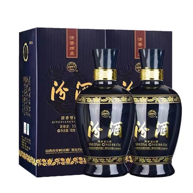 汾酒蓝瓷汾53度475ml*6瓶 清香型白酒 单支礼盒