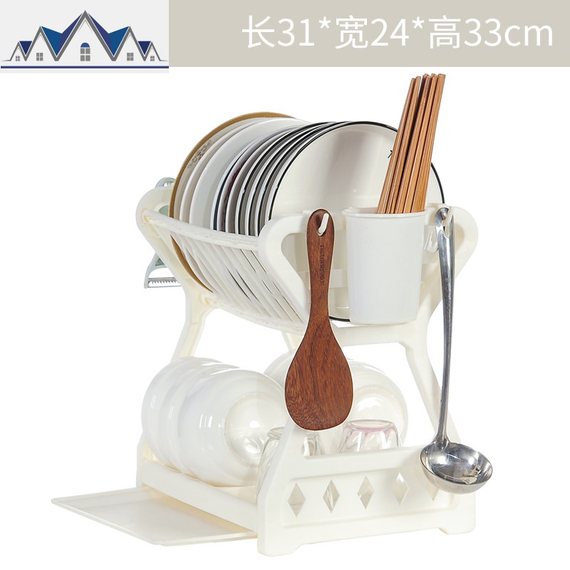 加厚塑料双层碗碟架 厨房用品碗架盘子沥水架收纳整理架 三维工匠收纳层架高清大图