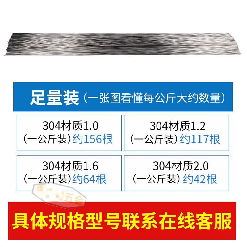 家柏饰(CORATED)不锈钢焊丝201/04/08/09/16L氩弧焊丝直条焊接丝 1.5(316)高清大图
