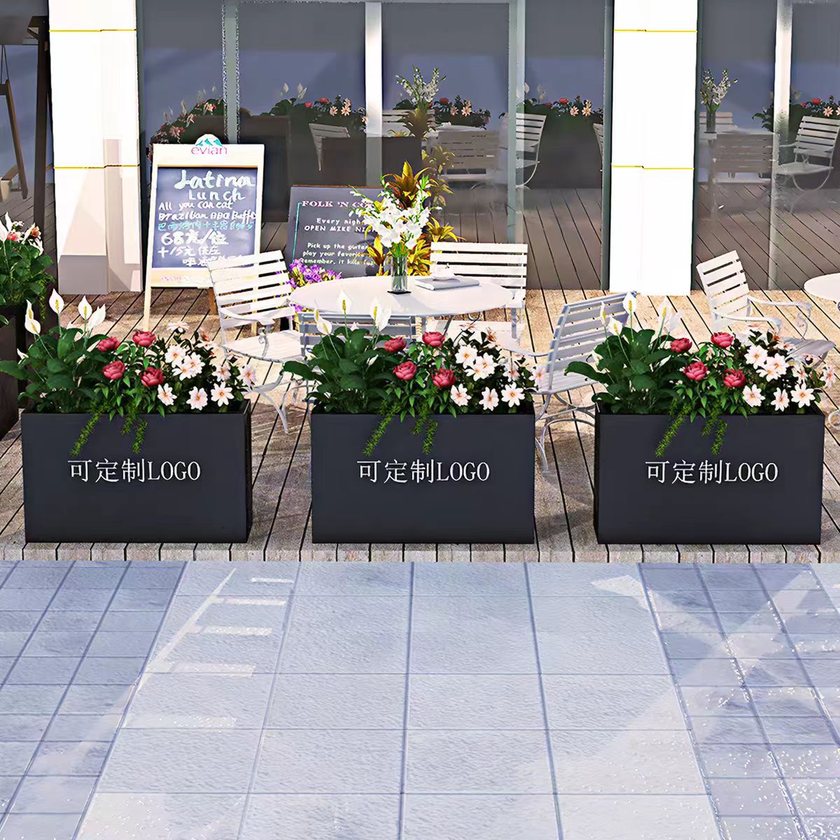 户外镀锌钢花箱组合外摆隔断花槽种绿化种植箱尺寸:80*30*60cm高清大图
