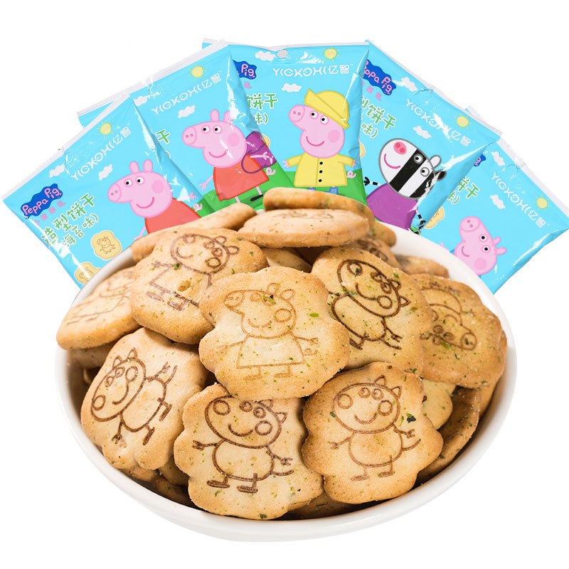 小猪佩奇PeppaPig造型饼干海苔味18克×5袋+造型饼干番茄味18克×5袋(共10袋)