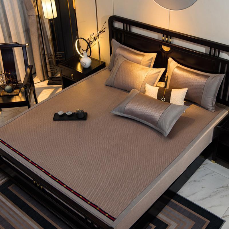 家柏饰(CORATED)冰藤席凉席三件套1.8m双人冰丝凉席可水洗可折叠1.5米夏天软席子