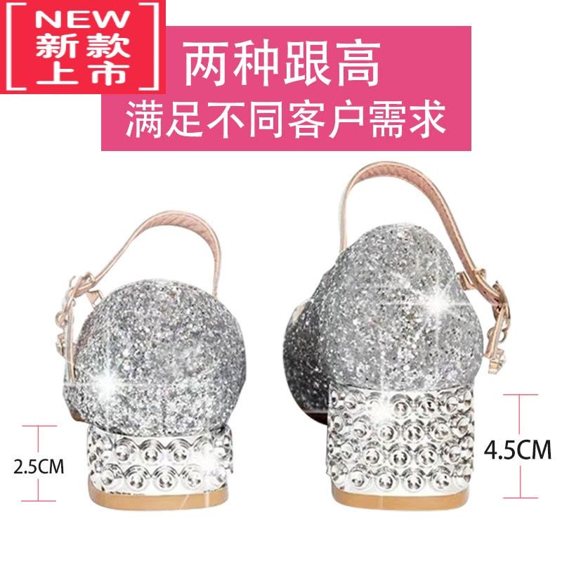 可莉允公主鞋女童春秋儿童高跟小女孩水晶皮鞋演出走秀模特主持礼服鞋子运动休闲鞋图片