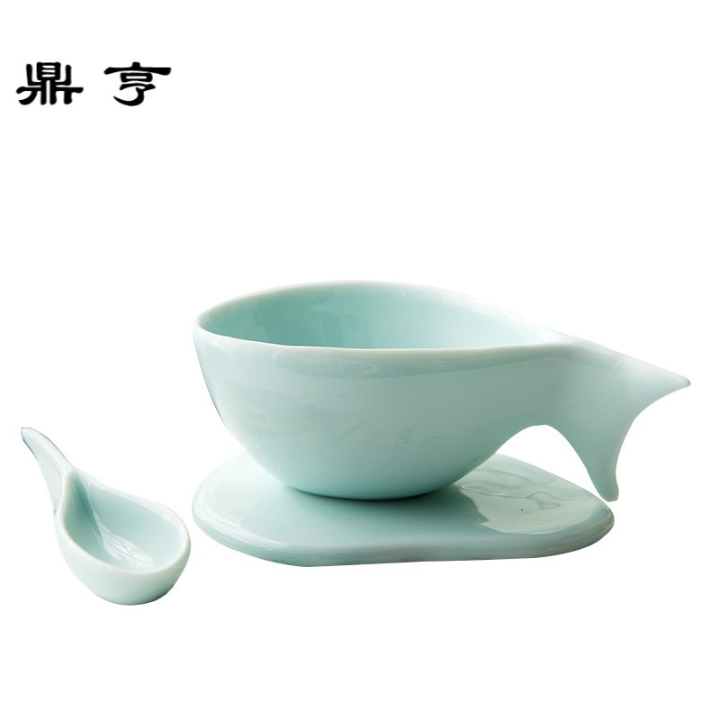 鼎亨日式创意咖啡杯带碟勺手绘马克水杯子陶瓷简约咖啡杯套装鲸鱼