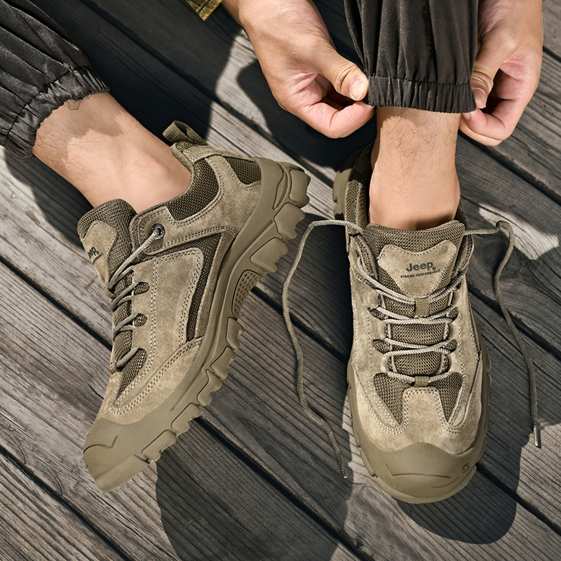 Jeep吉普户外登山鞋男防滑减震运动鞋专业爬山男鞋情侣徒步旅游鞋高清大图