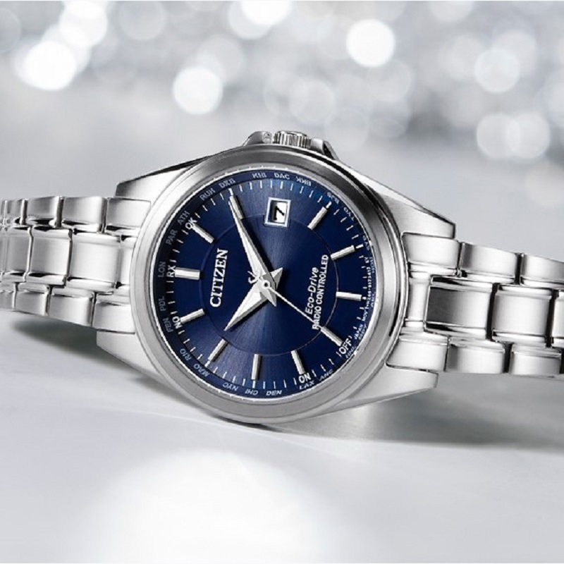 新品国行西铁城citizen手表馨悦之旅系列光动能电波时尚商务蓝盘女表