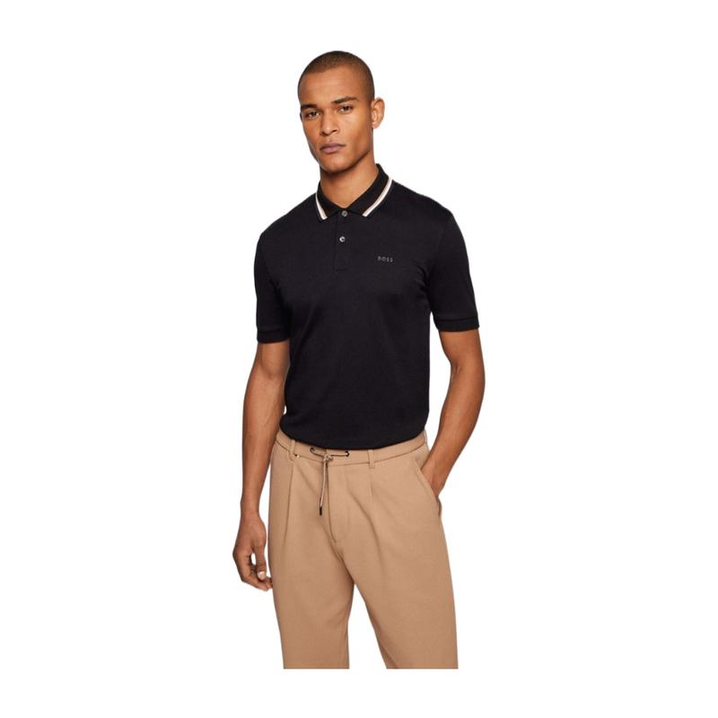 Hugo boss经典百搭短袖POLO衫 平直下摆时尚休闲上衣 徽标细节条纹设计男装高清大图
