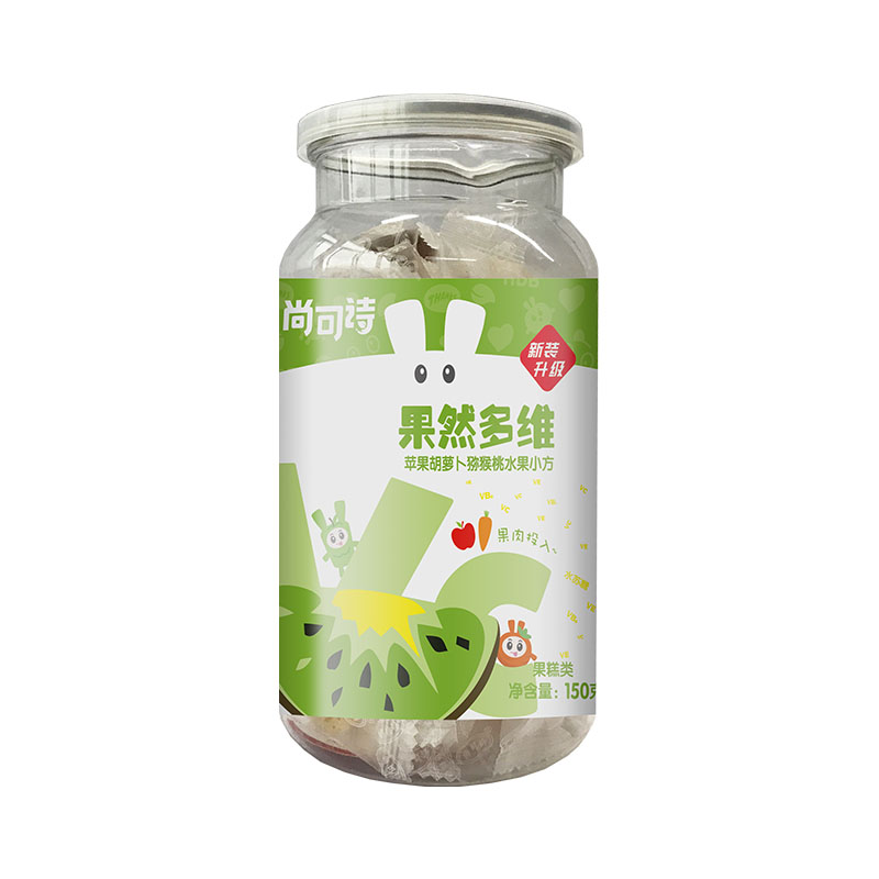 尚可诗果然多维水果软糖水果小方(苹果胡萝卜猕猴桃味)150克/罐儿童健康营养零食维生素混合水果口味桶装 果蔬类