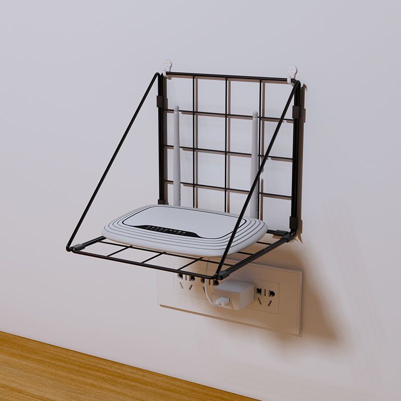 小号黑色置物架墙上壁挂路由器网格置物架机顶盒网络盒子简易架子wifi