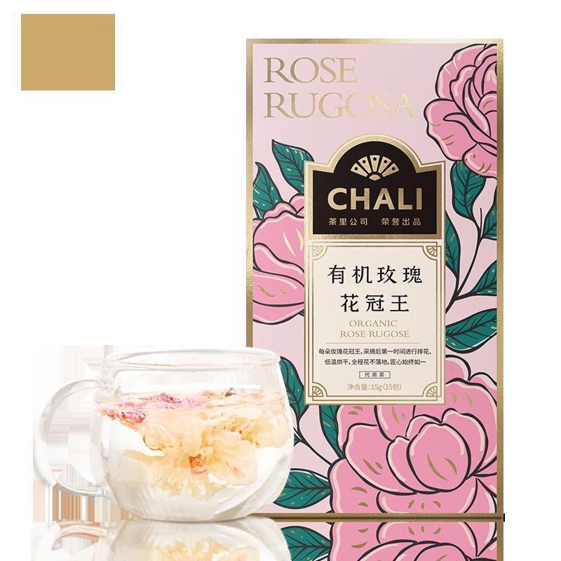 茶里(ChaLi)有机玫瑰花茶 花草茶低温烘干无硫熏制一朵一杯泡水喝的玫瑰花茶15朵/盒