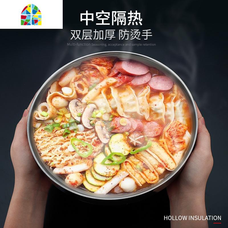 双层不锈钢碗面条汤碗大号家用大碗大面碗韩式吃冷面碗防烫拌饭碗 FENGHOU 19CM冷面碗(韩式款)高清大图