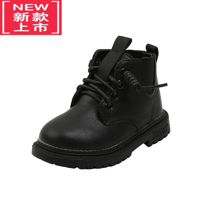 可莉允女童炸街马丁靴春秋款模特走秀黑色儿童靴子男童秋天两岁宝宝鞋子图片