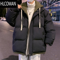HLCOMAN牛油果绿棉衣男加绒加厚潮青少年棉袄高中生假羽绒棉外套 S90-125斤 A108-39999黑色
