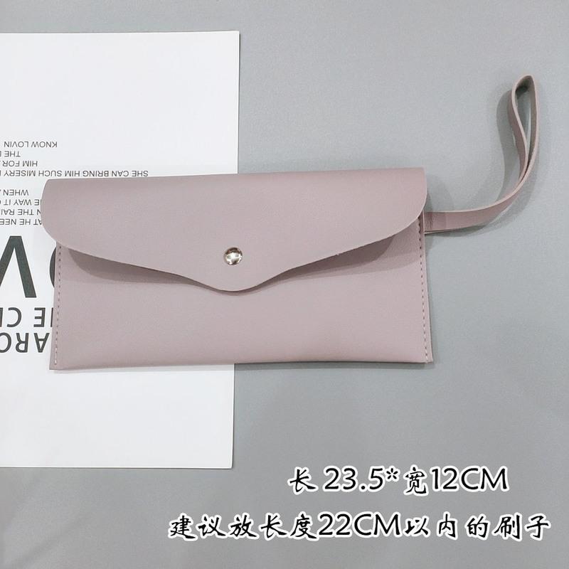 化妆刷包收纳袋彩妆工具便携收纳按扣包化妆品收纳整理包 灰紫按扣包 不带孔位 其它材质
