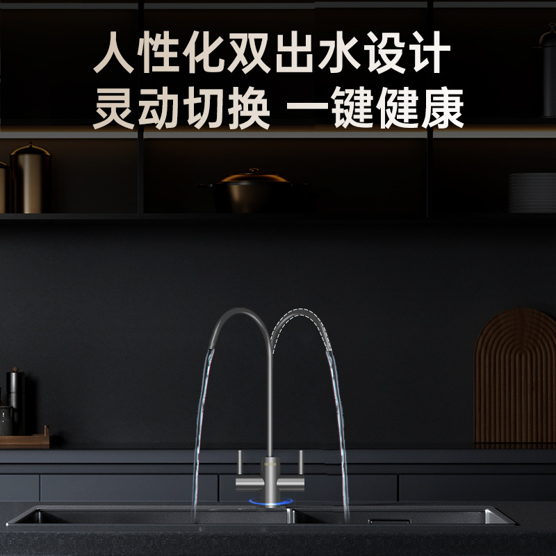 易开得净水器金尊系列Z2台下式600G双出水净水机黑色款