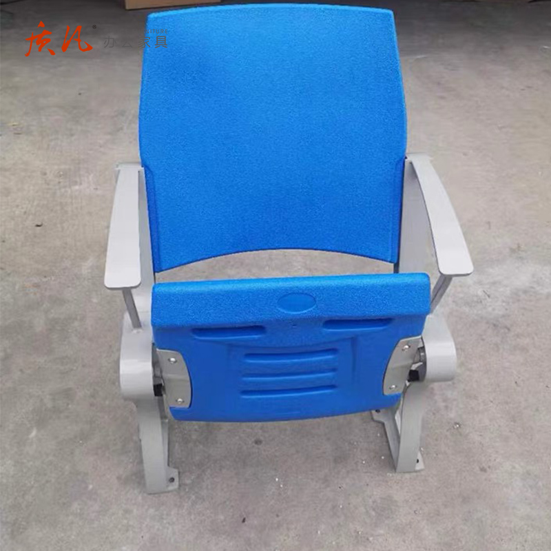 质凡公共阶梯教室排椅会议室员工休息椅塑料折叠椅固定脚电梯口等候椅 带写字板高清大图