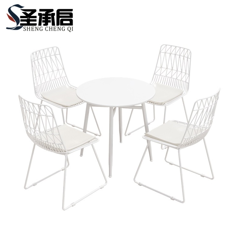圣承启 桌椅组合 白色一桌四椅 套高清大图