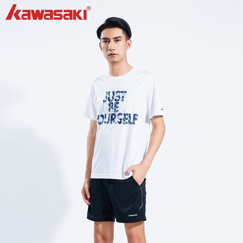 Kawasaki川崎羽毛球服运动服透气速干2件套男女情侣款短袖V领T恤速干休闲套装ST-Q1318