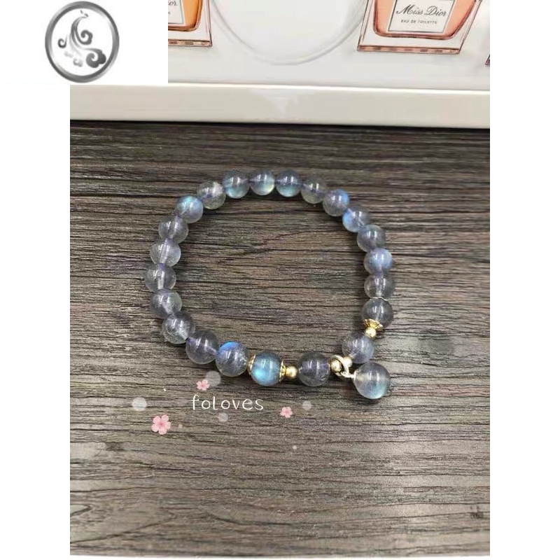 JiMi灰色月光石拉长石爱情守护石桃花手串水晶手链女高清大图