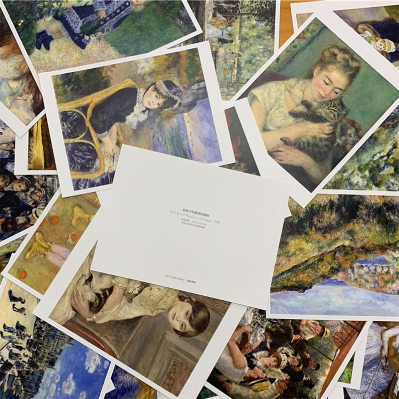 [正版]出类艺术画片集 雷诺阿 油画作品集礼盒装赠藏书票 文艺唯美世界名画装饰画版画创意送礼鉴赏收藏小清新明信片高清大图