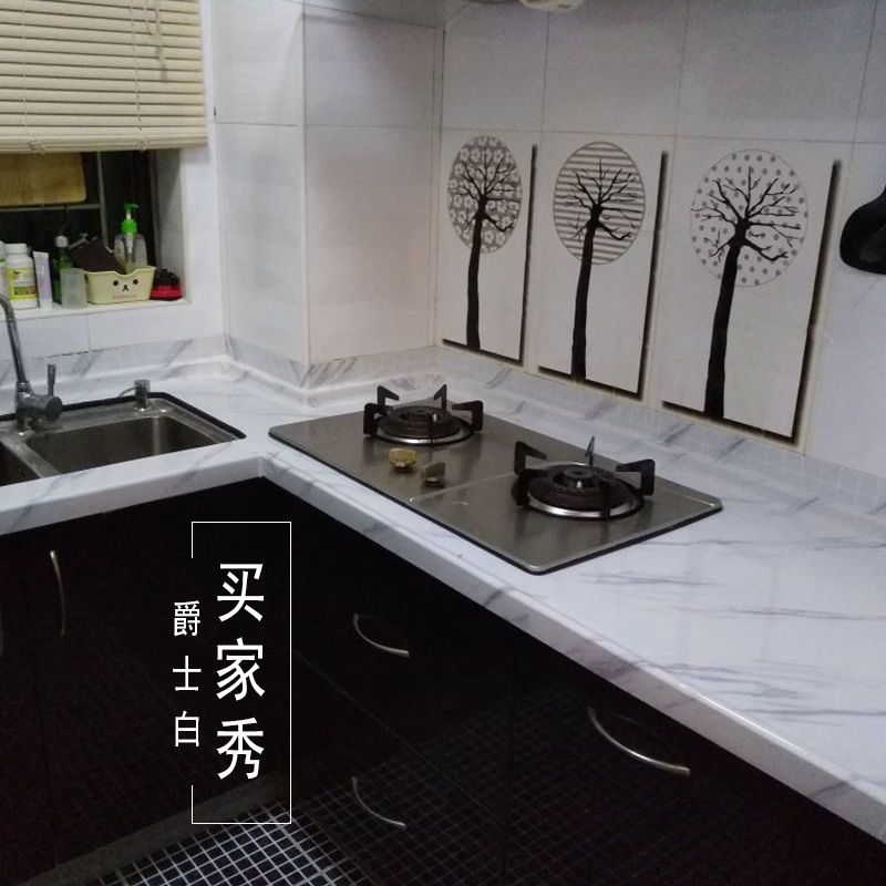 自粘家用厨房灶台防油贴纸浴室卫生间阳台耐磨大理石纹防水墙贴纸|玛瑙绿 80厘米宽*4米长(工具)