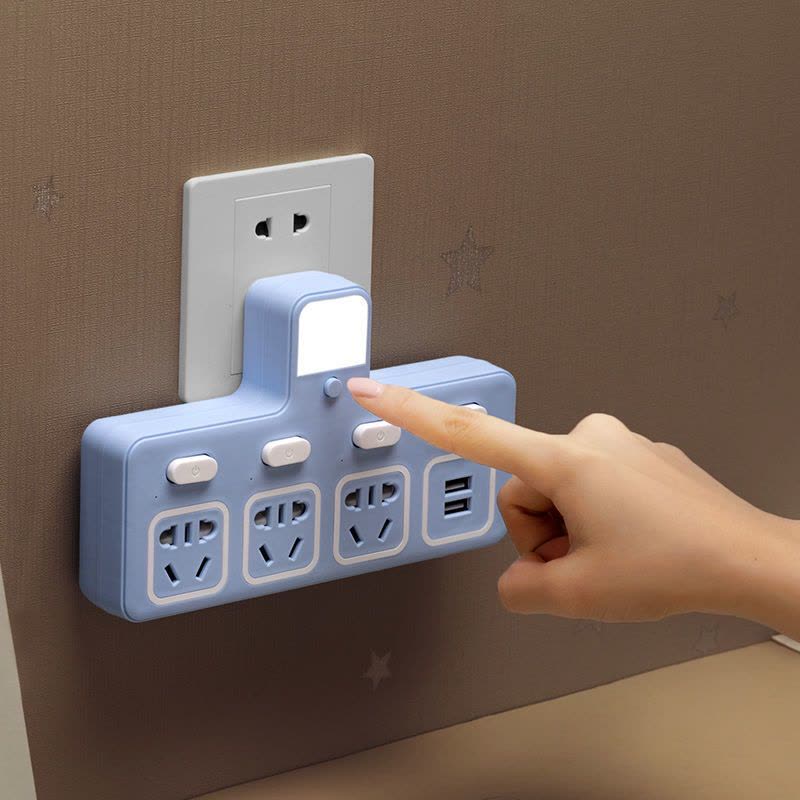 白灰色 一转二:普通款 多功能家用宿舍办公USB充电插座转换器一转多无线接线板转换插头图片