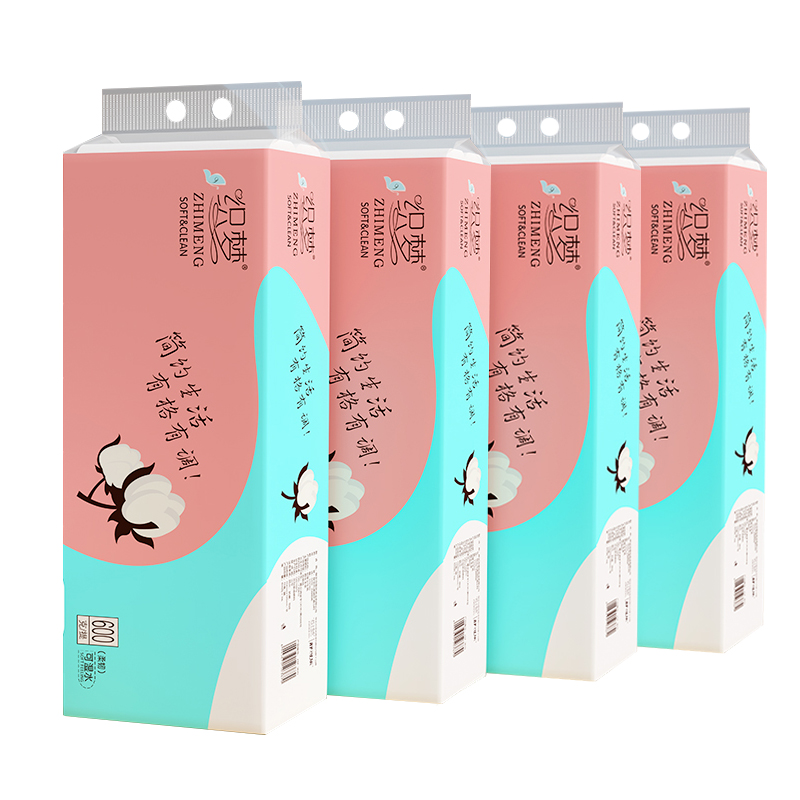 织梦 卫生纸家用原生木浆无芯卷纸 五层加厚12卷*4提(共48卷) 整提实惠装擦手纸厕纸巾 母婴可用