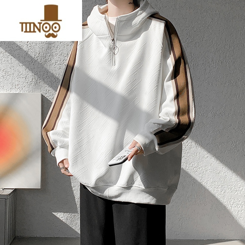 YANXU半拉链卫衣男潮牌美式复古外套宽松痞帅运动正肩港味chic大X高清大图