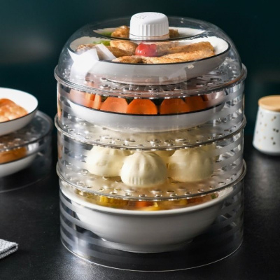 饭菜罩家用食物罩保温防尘防蚊蝇虫罩餐桌厨房剩菜加厚多层盖菜罩 1盖+1高罩+2矮罩【店主推荐】四层_515