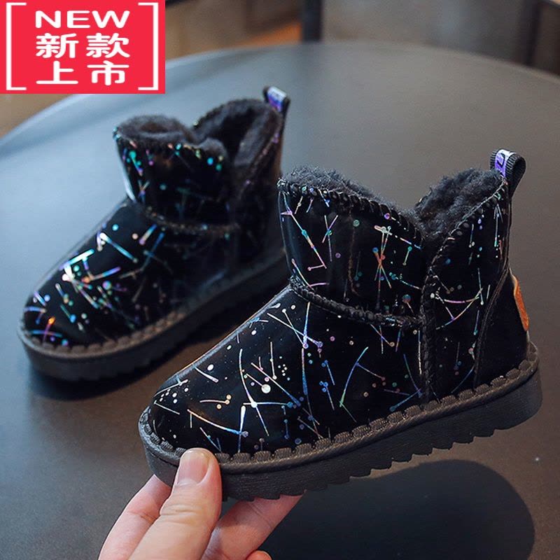 可莉允女童雪地靴冬季2022年新款防水短靴儿童大棉鞋女孩加绒雪地鞋冬款图片