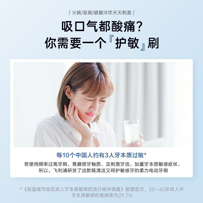 飞利浦(PHILIPS) 电动牙刷 成人声波震动牙刷 净力刷 2种模式 温和清洁 白色 HX2431高清大图