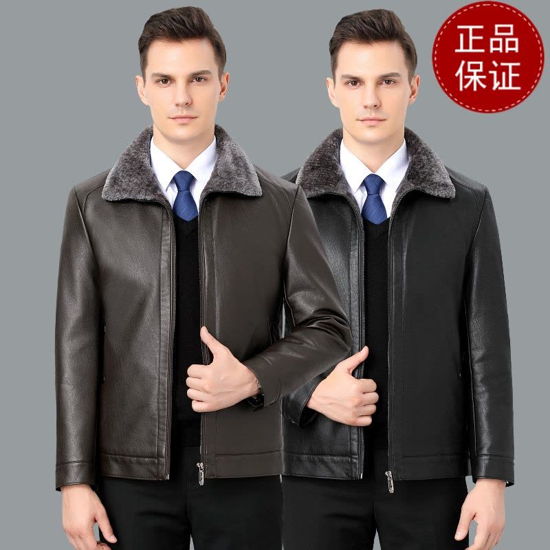 免费退换 海宁绵羊皮真皮大衣皮毛一体短款夹克加绒加厚男装冬季潮皮草外套反季促销特价图片