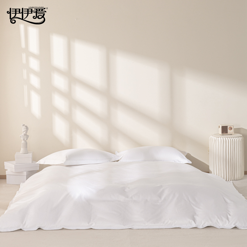 伊伊爱 YJD25371 云柔缎白色防螨三件套1.2米床(适合160*220被芯) 170*230cm高清大图