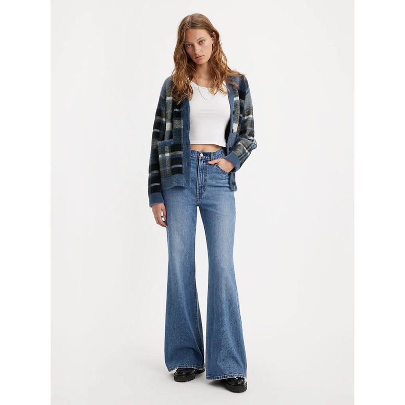 Levi’s女士直筒牛仔裤时尚腰带设计纽扣开合实用口袋款式